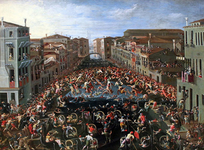 Соревнования на Мосту Дей Пуньи в Венеции. Джозеф Хайнц младший. 1673г.