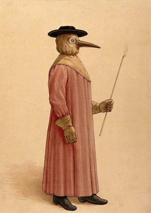 Доктор в костюме для защиты от чумы. Автор неизвестен, ок.1910 г.