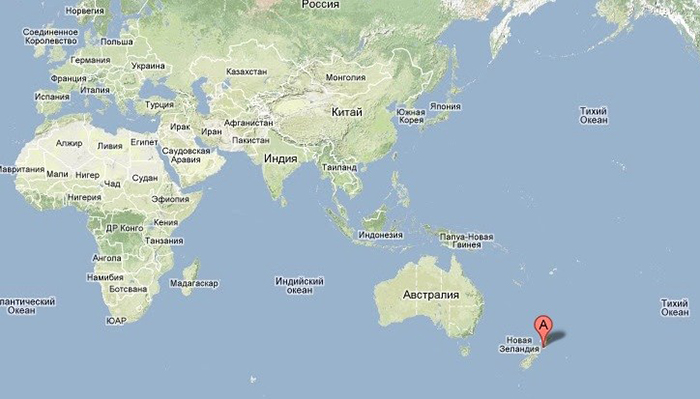 Местоположение Зеландии на карте Земли.