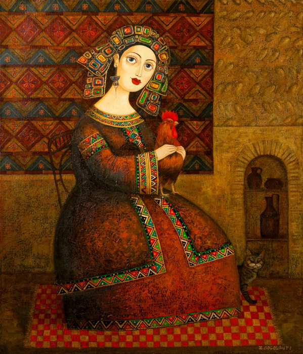 Женщина с петухом. Автор: Zviad Gogolauri.