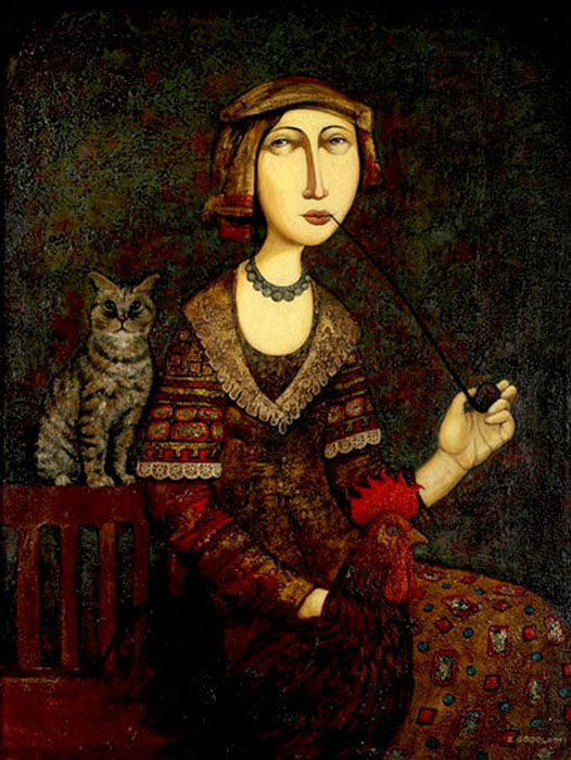 Женщина с котом. Автор: Zviad Gogolauri.