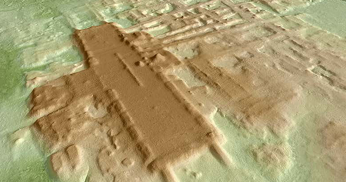 Радарное сканирование Агуады, самой старой и самой большой структуры майя, когда-либо найденной. 