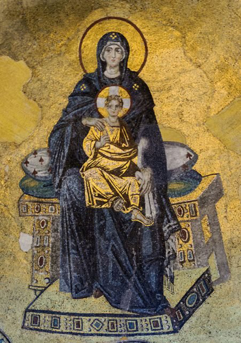 Мозаика с изображением Богоматери с Младенцем в Софийском соборе.