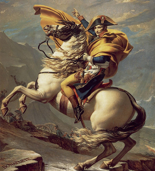 «Наполеон, переходящий Альпы» французского художника Жака Луи Давида.
