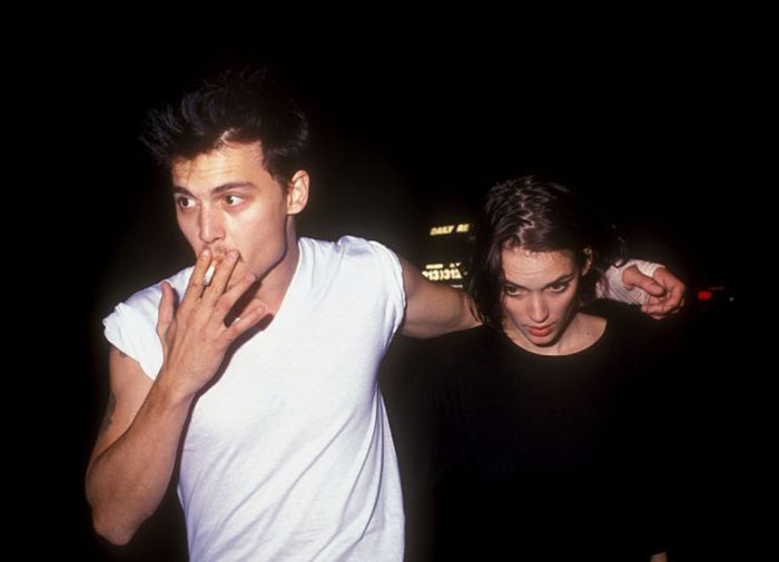 Джонни Депп и Вайнона Райдер, 1990 год.