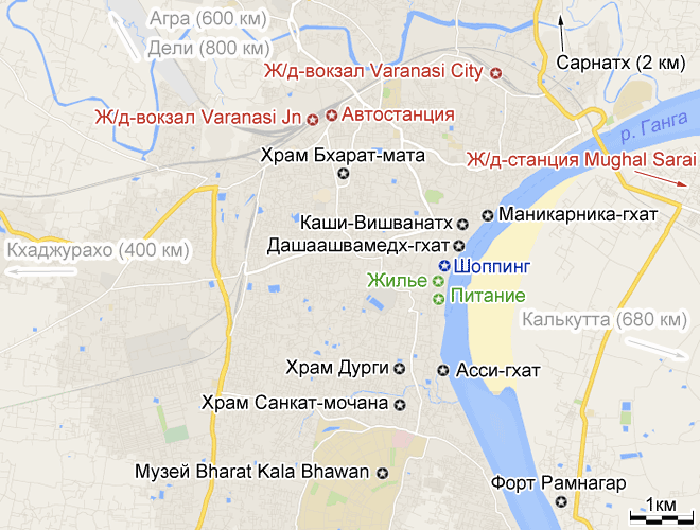 Храм Бхарат Мата на карте.