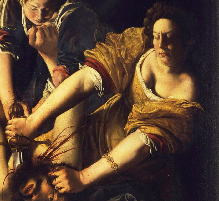 Крупный план Юдифи в картине Артемизии Джентилески «Юдифь, убивающая Олоферна».