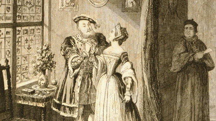 Свидание Генриха и Анны на старинной иллюстрации.