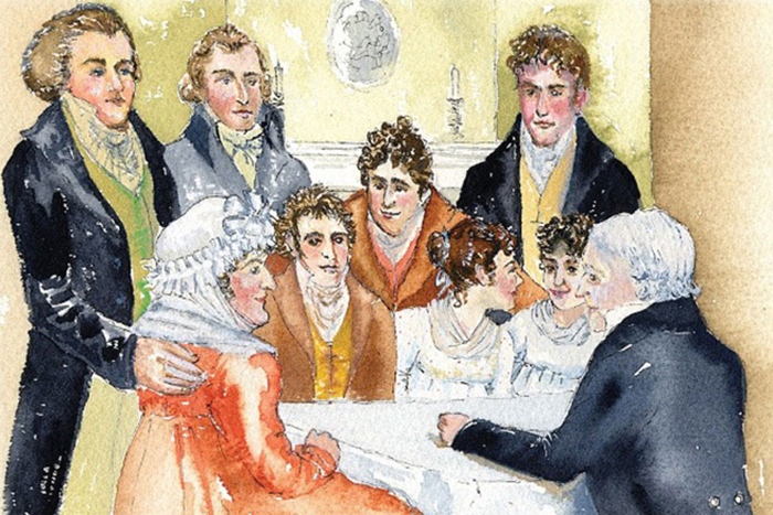 Иллюстрация на которой изображена семья Джейн Остин.