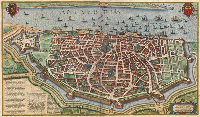Карта Антверпена, 17 век.