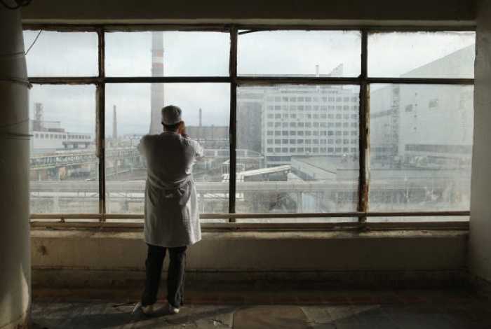 Вид на город из чернобыльской диспетчерской.