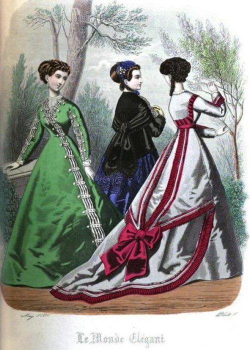 Пример платья, окрашенного в зелёный цвет с добавлением мышьяка, 1868 год.