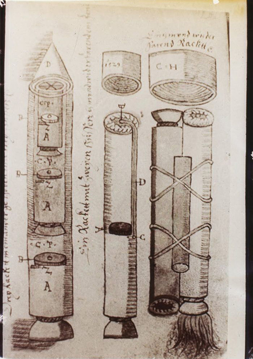 Иллюстрации многоступенчатой ракеты Хааса.