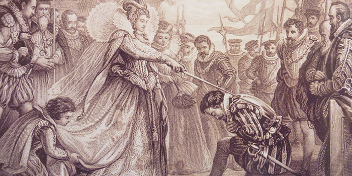 Елизавета посвящает Фрэнсиса Дрейка в рыцари.