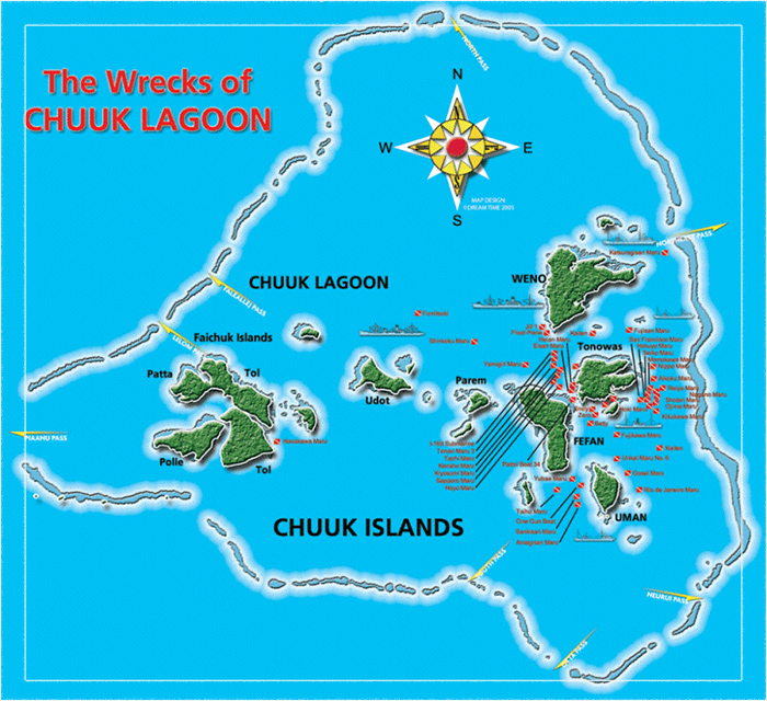 Острова Трук или Чуук на карте.
