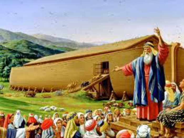 Ной рассказывает людям о грядущем всемирном потопе и призывает покаяться.