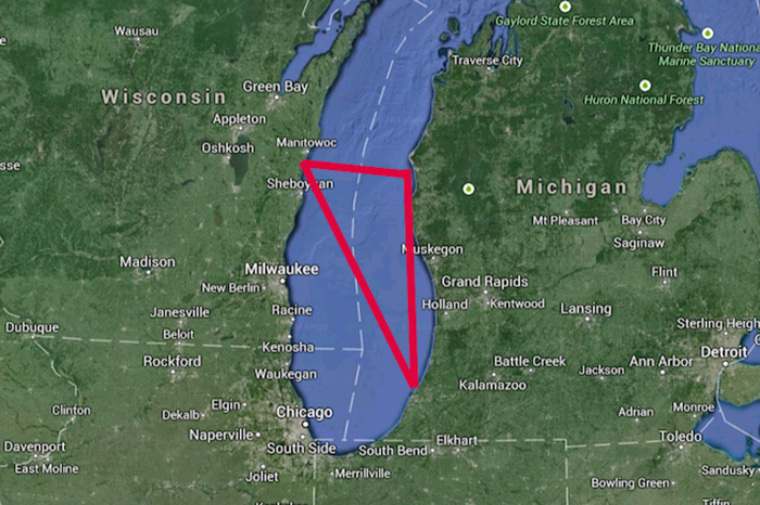 На единицу площади озера Мичиган происходит гораздо больше исчезновений, чем в Бермудском треугольнике.