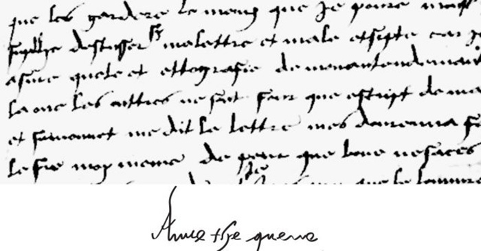 Почерк и подпись Анны Болейн.