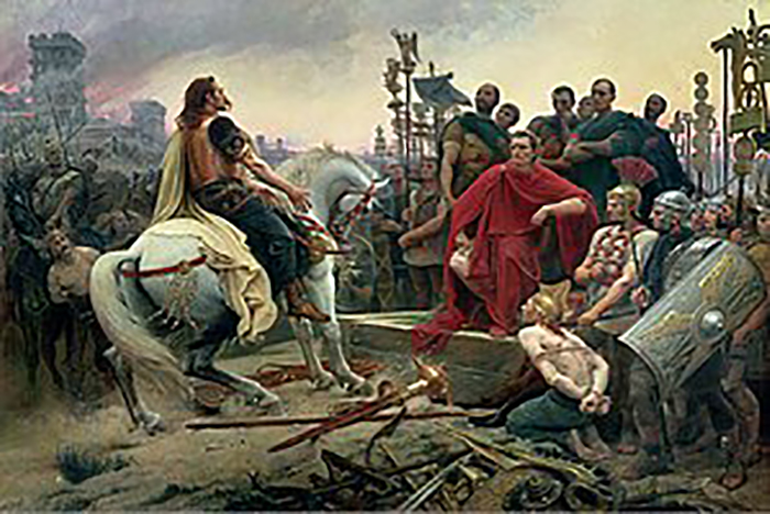 Поверженный вождь мятежных галлов, Верцингеториг, перед Цезарем.