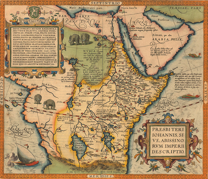 Древняя карта с изображением мифического христианского царства.