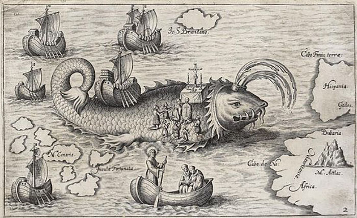 Средневековая карта с изображением острова святого Брендана.