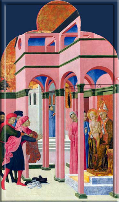 Святой Франциск Ассизский отрекается от своего земного отца, картина Стефано ди Джованни, около 1437 год.