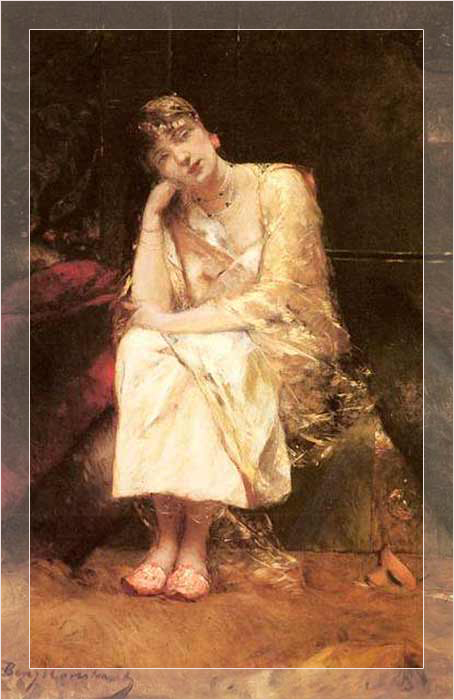 Молодая женщина с театральной маской, лежащей у её ног, Бенджамин-Констан.