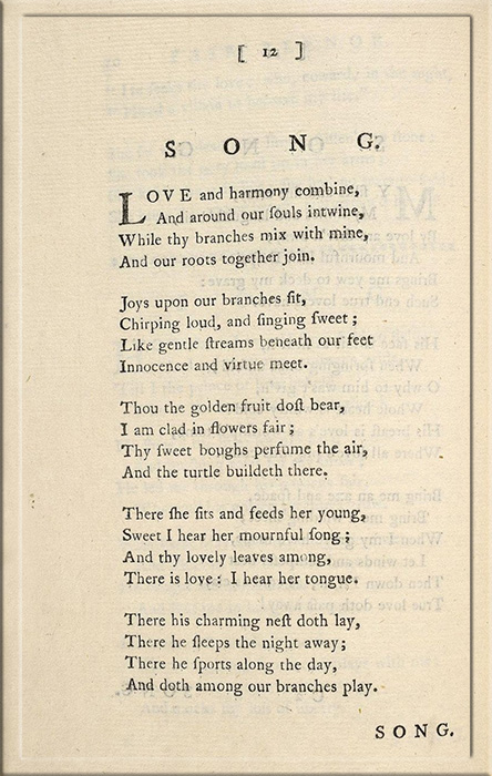 Страница из оригинального издания «Поэтических зарисовок» Уильяма Блейка 1783 года.