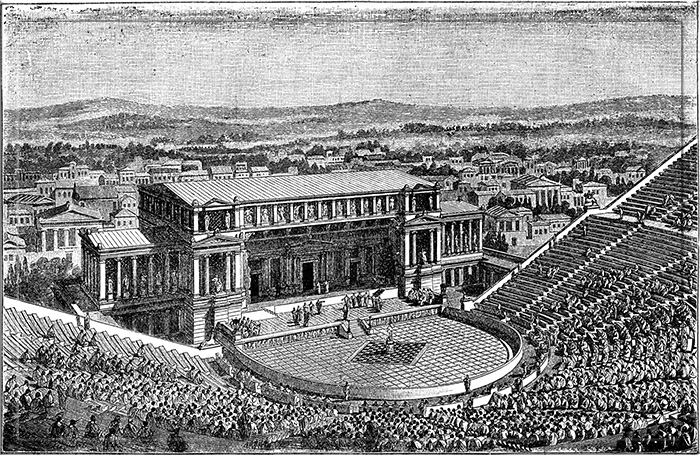 Театр Диониса у подножия Акрополя в Афинах .