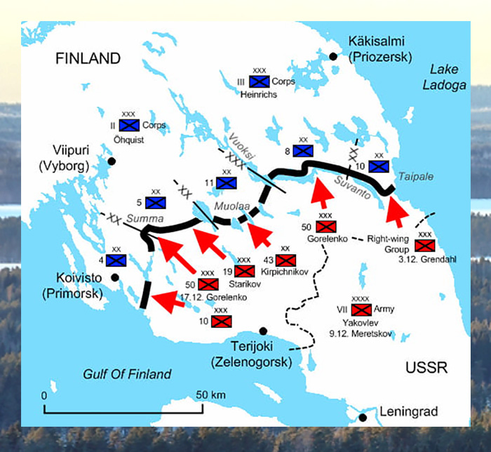 Красная Армия отодвинула финскую к линии Маннергейма.