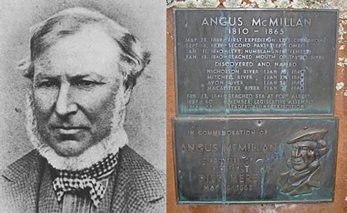 Макмиллан был создателем мифа о Белой женщине и виновником массовых убийств в Гиппсленде. Слева: Памятник первооткрывателю в Автралии.