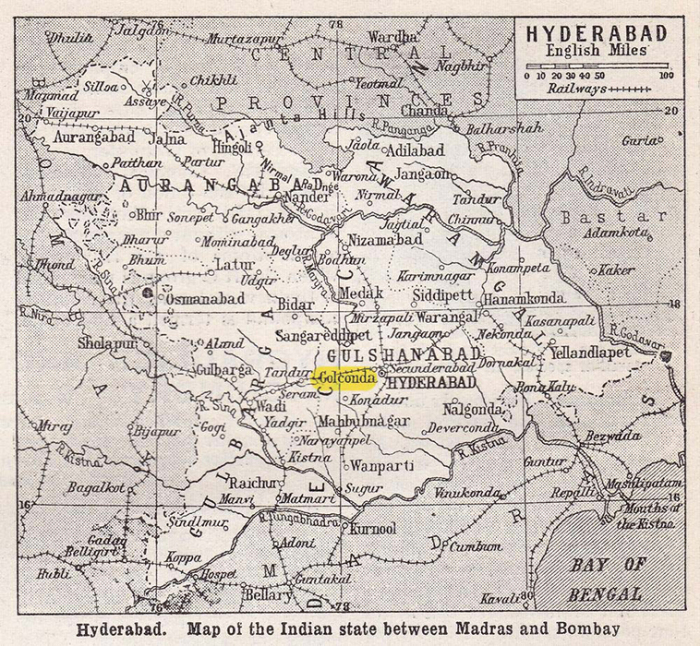 На старой карте Хайдарабад из Универсальной энциклопедии Хармсворта, около 1920-х годов. / Фото: Мишель Бриджес / Dreamstime.com