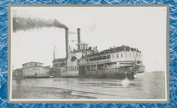 Рисунок парохода «Султана» за день до взрыва 26 апреля 1865 года в Хелене, штат Арканзас.