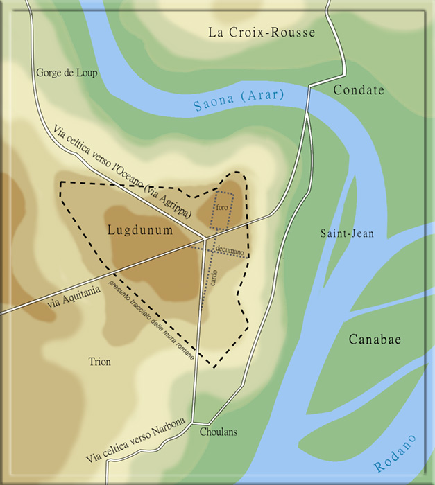 Карта Лугдуна и его окрестностей.