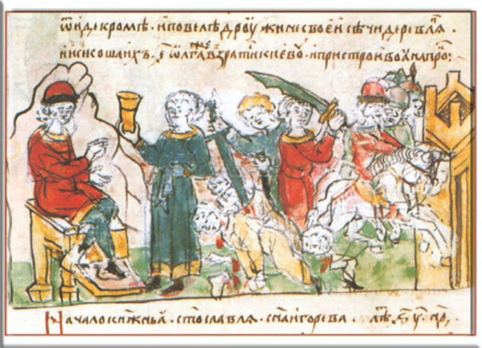 Древляне были убиты на поминках князя Игоря после сильного опьянения.