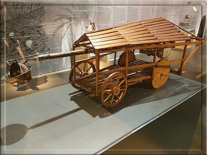 Модель беотийского огнемёта, выставленная в музее.