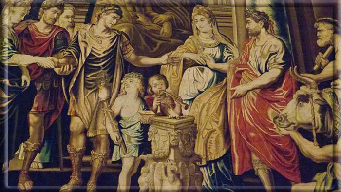 Фрагмент гобелена с изображением свадьбы Константина и Фаусты работы Питера Пауля Рубенса.