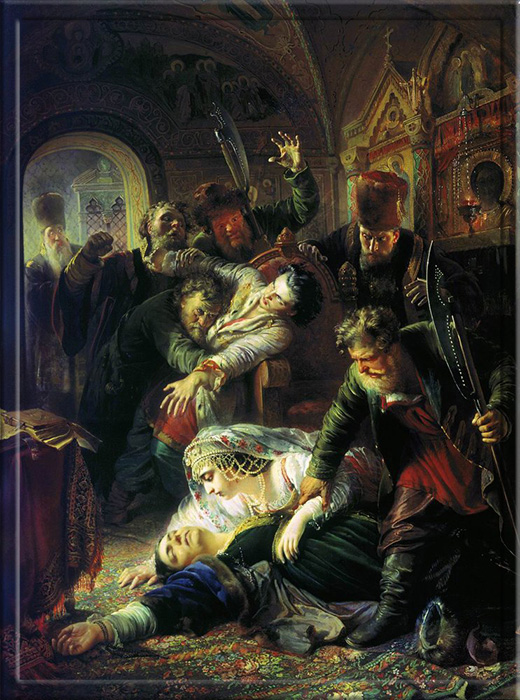 Агенты Дмитрия Самозванца убивают сына Бориса Годунова.