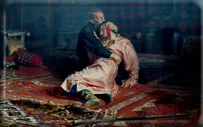 Царь Иван Грозный убивает своего сына.