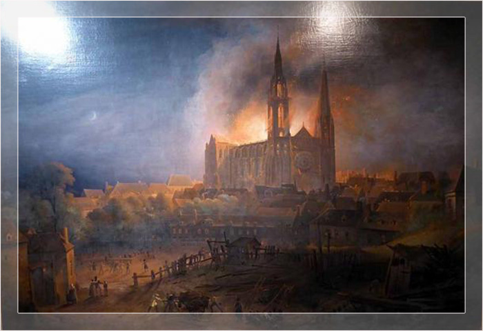Пожар 1836 года в Шартрском соборе работы Франсуа-Александра Перно (1837).