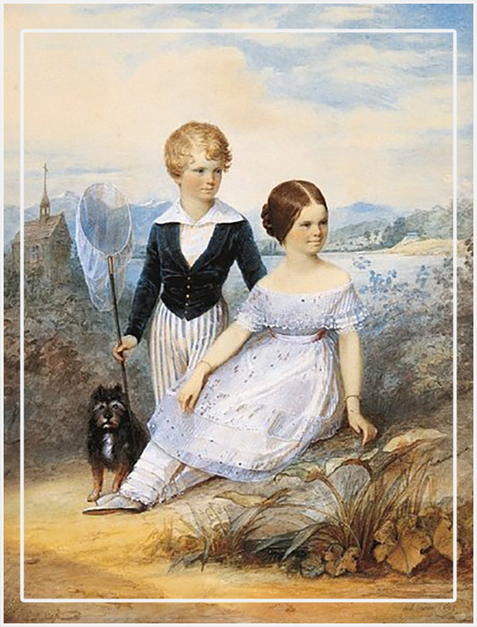 Франц Иосиф и Елизавета в детстве.