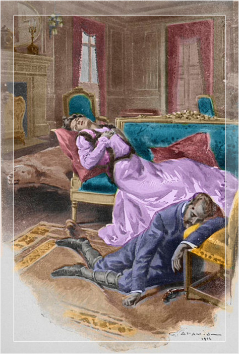 Эрцгерцог Рудольф, наследный принц Австрии (1858–1889), убивает себя и свою любовницу, баронессу Марию Ветсеру, в своём охотничьем домике в Майерлинге, 1889 год, гравюра Чарльза Атамяна, 1906 год. 