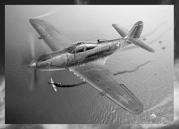 Истребитель Р-39 «Аэрокобра». На такой машине впоследствии сражался лётчик Лавриненков.