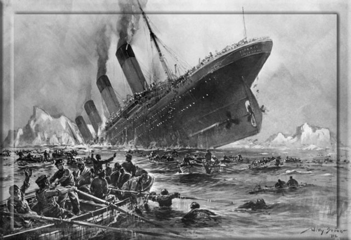Художник Вилли Штауэр изобразил сцену крушения «Титаника».