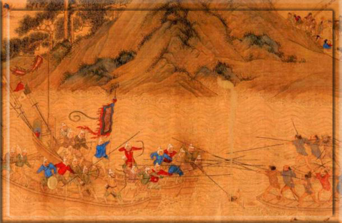 Изображение победы китайского военачальника Мин над японскими пиратами.