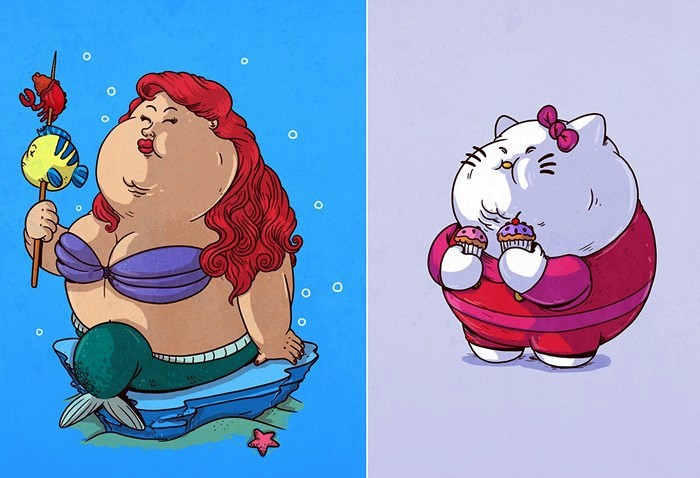 Растолстевшие русалочка Ариэль и Hello Kitty