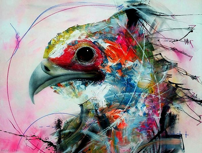 Абстрактное граффити на птичью тему