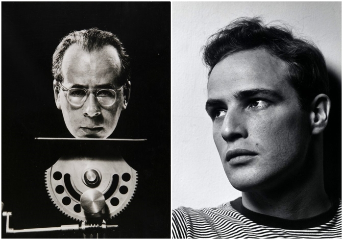 Слева направо: Автопортрет Филиппа Халсмана. \ Марлон Брандо, 1950 год.