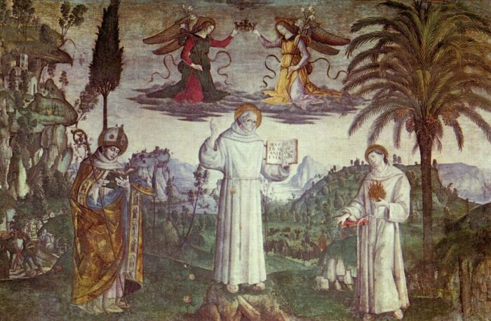 Апофеоз св. Бернардина. 1485. Фреска Пинтуриккьо в церкви Санта-Мария-ин-Арачели, Рим. \ Фото: wikipedia.org.