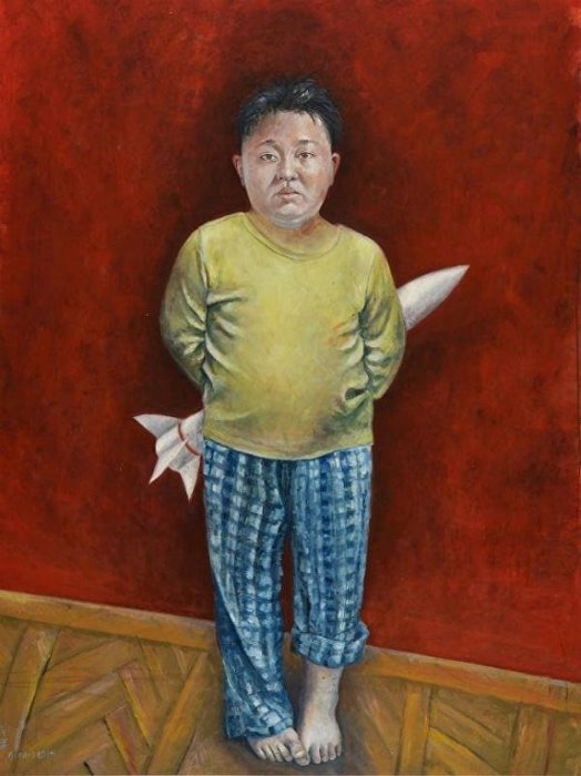 Северокорейский диктатор Ким Чем Ын — непослушный мальчишка, играющий в войну. Автор: Abdalla Al Omari.